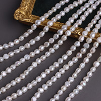 Perles de culture d'eau douce naturelles baroques 7-8mm, forées sur deux côtés, haute brillance, blanches, irrégulières, pour la fabrication de bijoux DIY