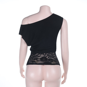 Haut asymétrique ajusté en dentelle à une épaule pour femme avec dentelle florale tendance - Product Image 6