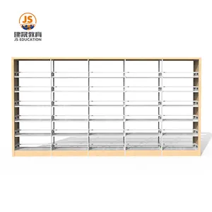 JS school library furniture double book shelf with factory price