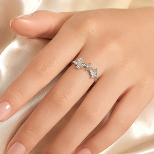 Anello Aperto a Farfalla da Donna, Anello Statement alla Moda, Accessorio Regolabile per Dito, Stile Elegante - Product Image 5