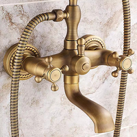 Mitigeur de douche en laiton design vintage Robinet mural pour pommeau de douche à main Robinet de baignoire