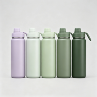 Botella Deportiva de Metal de Doble Pared de 24oz Personalizada al por Mayor, Botella de Agua para Ciclismo con Asa de Transporte Portátil
