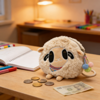 Porte-monnaie en peluche personnalisé en forme de mouton, portefeuille doux en peluche OEM, pochette zippée en forme de agneau de dessin animé, sac à monnaie en gros, cadeau