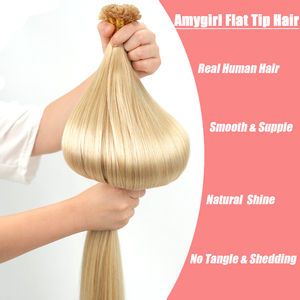 Extensioni per capelli in cheratina con punta piatta Remy brasiliane grezze al 100% da 14-30 pollici, senza grovigli, lisce, con attacco a fusione, extension per capelli con punta a K - Product Image 4