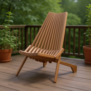 Acacia Wood Folding <b>Chair</b> <b>Outdoor</b> <b>Lounge</b> <b>Chair</b> For Balcony Porch Backyard Patio Garden Minimalist Design Casual Style - Product Image 2