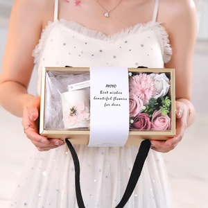 Venta al por mayor precio barato jabón Rosa Flores con decoración de aroma vela jabón rosas flor en caja de regalo - Product Image 6