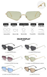 Lunettes de soleil SZH 3610, nouveau modèle à demi-cercle polygonal, monture métallique irrégulière, petite monture, verres colorés océan, UV400, modèle très vendu - Product Image 4