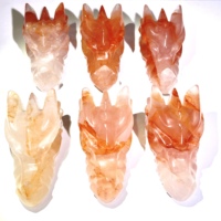 Tête de Dragon en Cristal Naturel de Guérison, Quartz Rouge Feu Gravé, Artisanat pour Décoration Feng Shui (Vente en Gros)