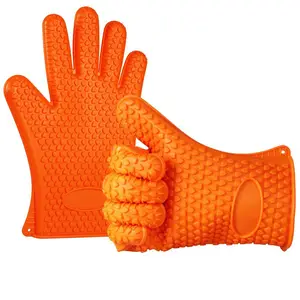 100% Food Grade Heat Resistant Oven Mitts BBQ Grill Cooking Silicone Glove