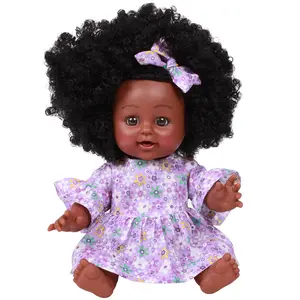 厂价黑色娃娃栩栩如生柔软重生娃娃礼品14英寸非洲乙烯基橡胶婴儿玩具娃娃