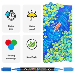 Permanent Water Based Ink 12 24 30 36 40 48 60 80 120 168 Dual Tip Acrylic Art <b>Paint</b> Marker Pens - Product Image 3