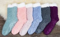 Chaussettes d'hiver chaudes et épaisses en polaire sherpa antidérapantes, thermiques, pour femmes et unisexe, entièrement doublées en polaire sherpa, polyester, silicone
