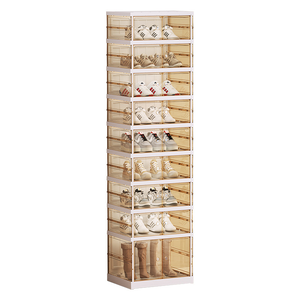 Double Row <strong>Foldable</strong> PP Waterproof <strong>Shoe</strong> Organizer Box <strong>Shoe</strong> <strong>Rack</strong> for Sneakers Plastic Storage Containers Bins Lids Closet Bedroom - Product Image 3