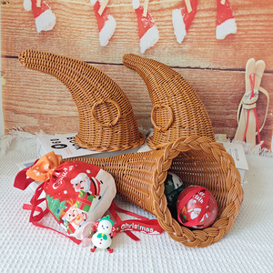 Hot New Giáng Sinh Mây Bò Sừng Giỏ Dệt Tay Đa Mục Đích Lưu Trữ Quà Tặng Cho Tổ Chức Và Hiển thị - Product Image 1