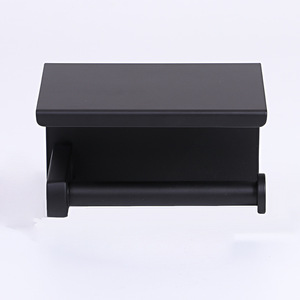 Portarrollos de Papel Higiénico de Acero Inoxidable Resistente a la Oxidación, Autoadhesivo, <span class=keywords><strong>para</strong></span> Montar en la Pared, Color Negro Mate, con Estante - Product Image 3