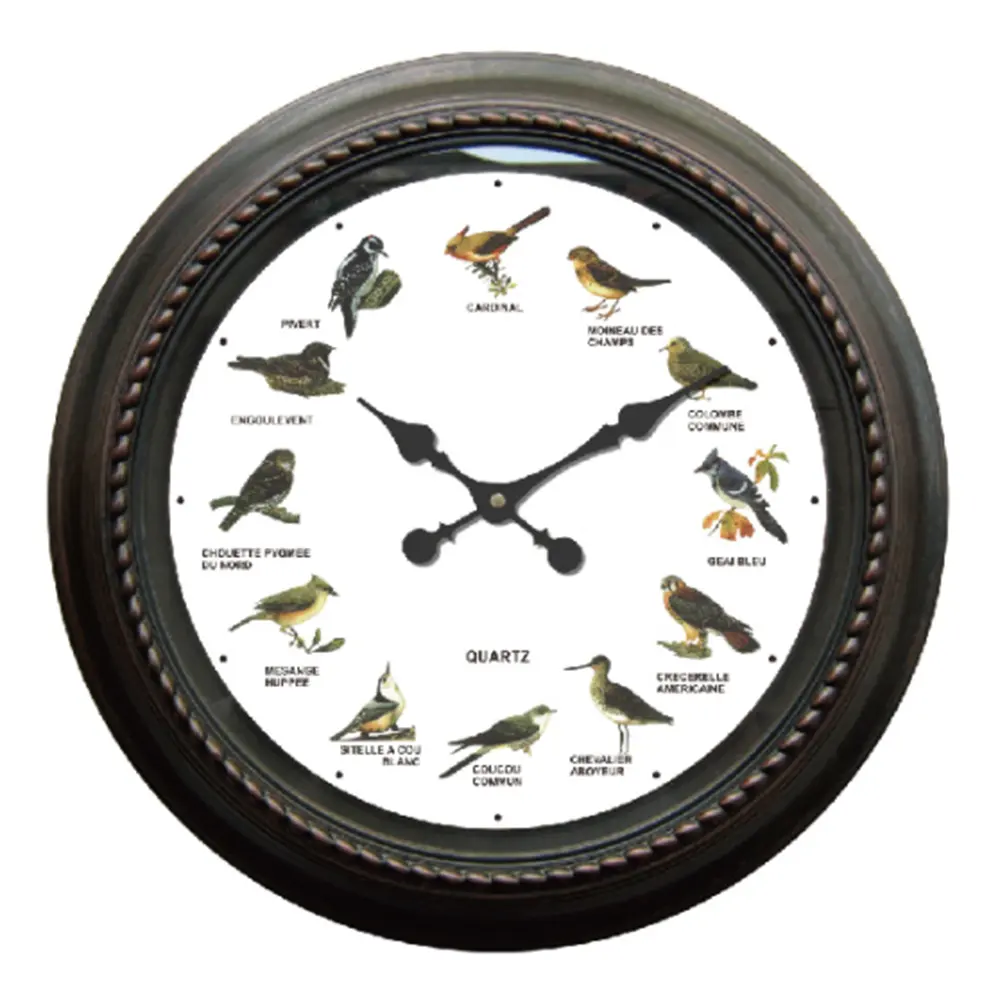 16 pouces En Plastique Horloge Murale Musicale avec Son D'oiseau pour la maison