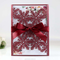 Tarjeta de invitación de corte láser para Navidad, copo de nieve y copo de nieve, gran oferta