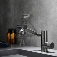 1080 degrés universel rotatif lavabo robinet LED thermostatique affichage de la température mélangeurs salle de bain évier robinet d'eau pistolet gris