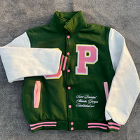 Veste universitaire pour homme DCY Green Winter, en laine Melton personnalisée, coupe-vent, en cuir véritable, style hip-hop, directement de l'usine