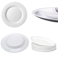 Service de 4 assiettes, bols, tasses, vaisselle blanche, Service de cuisine