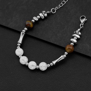 New Vintage Simple Popular Design Handmade Pearl <b>Beaded</b> <b>Bracelet</b> Titanium Steel Light Luxury Unisex's <b>Bracelets</b> Fashion Jewelry - Product Image 2