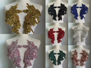 Argent fortement cristal fleur patchs strass Applique broderie perlée couture Appliques pour accessoires de vêtement - Product Image 2