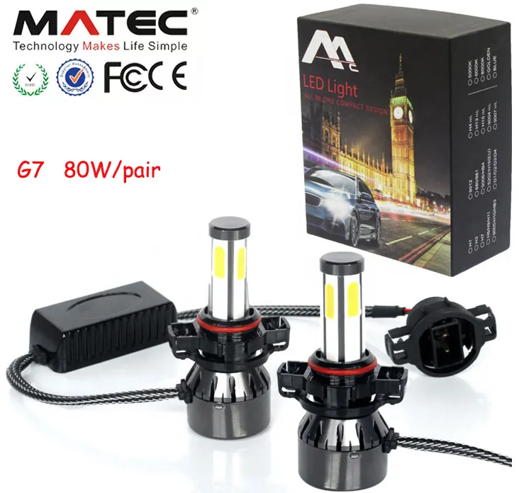 مصابيح أمامية للسيارة, مصابيح أمامية ماركة (Matec) G7 cob بـ 4 جوانب ، تعمل بـ 360 ضوء Led ، لمبات ، أنظمة إضاءة سيارات ، لسيارات H7 H1 H4 H11 9005 ، موصل كان