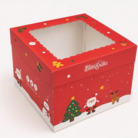 Boîtes à gâteaux de Noël personnalisées de luxe, durables et imprimées, robustes, jetables, rouge vif, pour la restauration événementielle