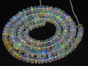 Ethiopian <b>Opal</b> Faceted Rondelle Bead Multi Flashy Fire Loose Stone Handmade <b>Necklace</b> Natural 8Inch Strand 4-6MM Approx - Product Image 4