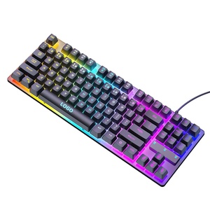 Teclado Gamer Ergonómico Mini Óptico con Cable USB Personalizado de Alta Calidad 2024, Retroiluminado, Completamente Negro, 87 Teclas, GKL-8002 - Product Image 5