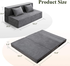 Modern Square Folding <b>Sofa</b> <b>Bed</b> Removable Washable Cover One Seat <b>Convertible</b> Eco-Friendly Design for Living Room - Product Image 2