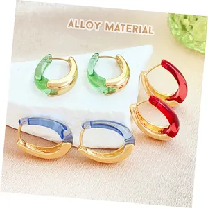 New Fashion Customized Wholesale Colorful Alloy Aciylic Water Drop Earrings For Women And Girls