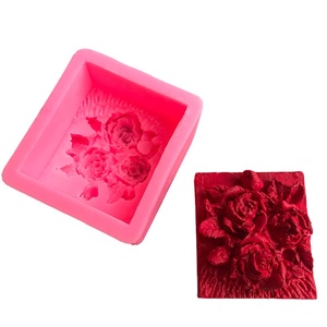 Gül tomurcuk sabun kalıp gül çiçek çiçeği silikon kalıp dikdörtgen losyon Bar yapımı için DIY silikon kalıp mum - Product Image 2