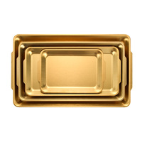 Plateau rectangulaire en métal de style coréen, vaisselle de luxe, four à barbecue, plateau de service en acier inoxydable