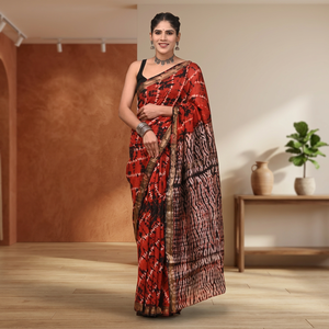 Sari en soie ethnique MAHESWARI avec long châle, style ethnique traditionnel - Product Image 3