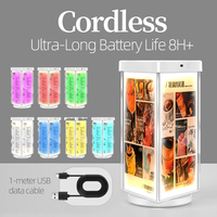 Boîte lumineuse décorative LED rechargeable et rotative avec support triangulaire, cadre en acrylique rétroéclairé, panneau de bureau durable et écologique