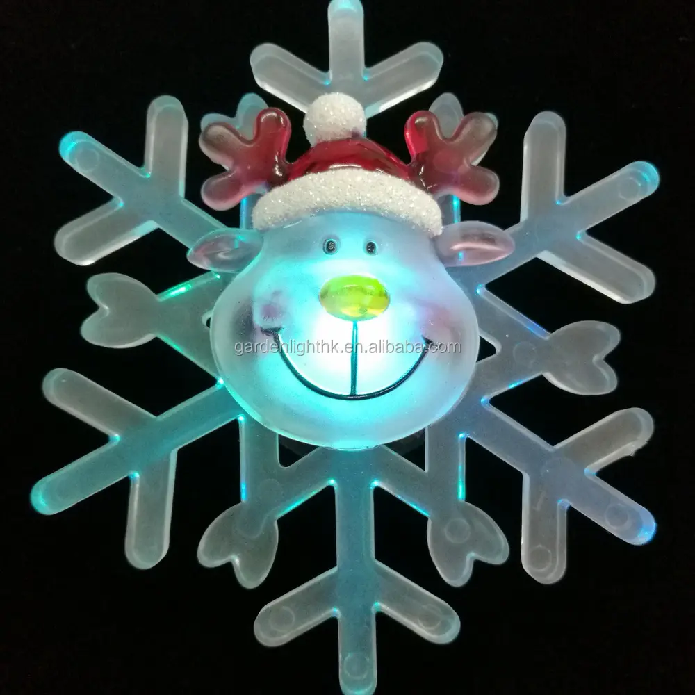 Luz LED de ventana de cabeza de Reno de succión de Navidad que cambia de color con pilas de fabricante