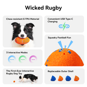 Cheerble Wicked Rugby E-TPU Revolucionário Automático Self-Jumping High-Bounce Interactive Dog Playing Toy - Product Image 4