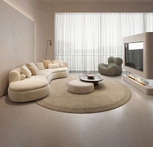 Canapé sectionnel moderne italien en bois massif et tissu pour hôtel, villa, atelier - Style crème, mobilier de salon de luxe léger - Product Image 1