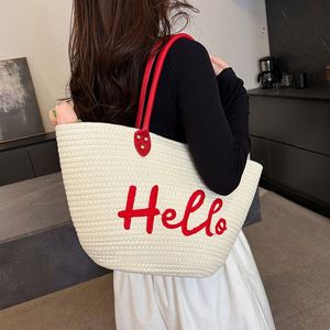 Sacs fourre-tout tissés en corde de coton, grande capacité, pour femme, idéaux pour les voyages, le shopping et les activités de plein air – Vente en gros usine - Product Image 5
