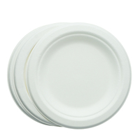 Assiettes compostables en bagasse de canne à sucre de 6 pouces, durables, sans fluor, écologiques, pour les fêtes de famille