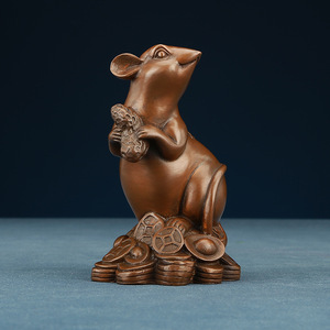 Figura de rata de la suerte de cobre púrpura de Copper World, animal del zodiaco hecho a mano, decoración del hogar, regalo de Año Nuevo Chino - Product Image 3
