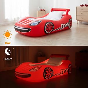 Light Up Red Race <b>Car</b> Kids <b>Inflatable</b> Travel Bed for Toddlers Camping Home Hotel - Product Image 2