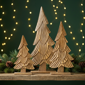 Handmade Wooden Christmas Tree Tabletop Decoration Standing Holiday Ornament for Living Room <b>Desk</b> Decor - Product Image 5