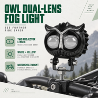 HSSH 12V 24V Phare auxiliaire LED œil de hibou, double couleur blanc-jaune, 30W 4000Lm, en alliage d'aluminium, pour camion, SUV, tout-terrain