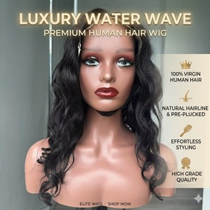 <strong>Haosi</strong> High Quality 12A Body Wave Lace Closure Wig 100% Human Hair Black Long Wavy Wigs Pre-Plucked Natural Hairline for Woman - Product Image 1