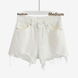 Shorts en <span class=keywords><strong>jean</strong></span> déchirés pour <span class=keywords><strong>femme</strong></span>, été 2026, taille haute, polyvalents, décontractés, coupe droite, boutonnés, effilochés, prix abordable - Product Image 6