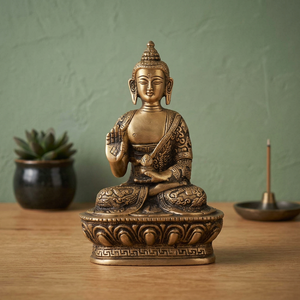 Estatua de Buda Gautama de Latón Hecha a Mano, Estilo Tradicional de Lujo, Decoración Art Deco para Oficina y Hogar, para Halloween - Product Image 5