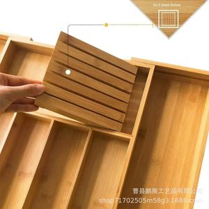 Pengzhan Expandable Bamboo Drawer Organizer 22x17 Inch Rectangular Minimalist <b>Storage</b> <b>Tray</b> for Kitchen Tableware - Product Image 2