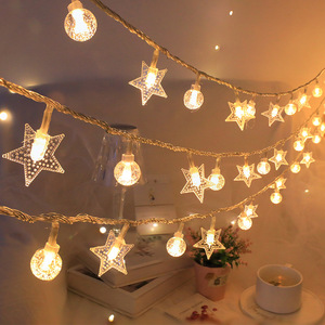 Solar Powered String Lights <b>Star</b> Shape <b>LED</b> Fairy Lights For Outdoor Camping Christmas Decorations Rechargeable Night Light - Product Image 3